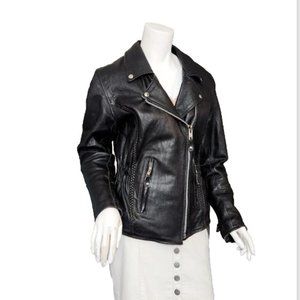 Jafrum Motorcycle Biker Leather Jacket Zip Out Quilted Lining